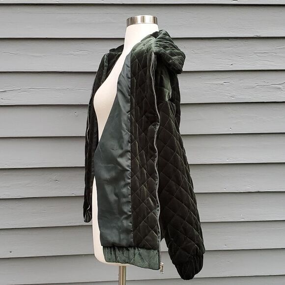 I.AM.GIA Contraband Quilted Green Velvet Velour Puffy Oversized Bomber Jacket XS - Picture 5 of 8